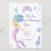 マーメイド誕生日招待状 セーブザデート (正面/裏面)