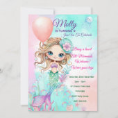 マーメイド誕生日招待状- パーソナライズされた 招待状 (正面)