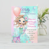 マーメイド誕生日招待状- パーソナライズされた 招待状 (スタンド正面)