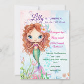 マーメイド誕生日招待状- パーソナライズされた 招待状 (正面)