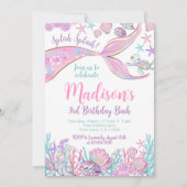 マーメイド誕生日招待状 招待状 (正面)