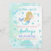 マーメイド誕生日招待状 招待状 (正面/裏面)