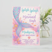 マーメイド誕生日招待状 招待状 (スタンド正面)