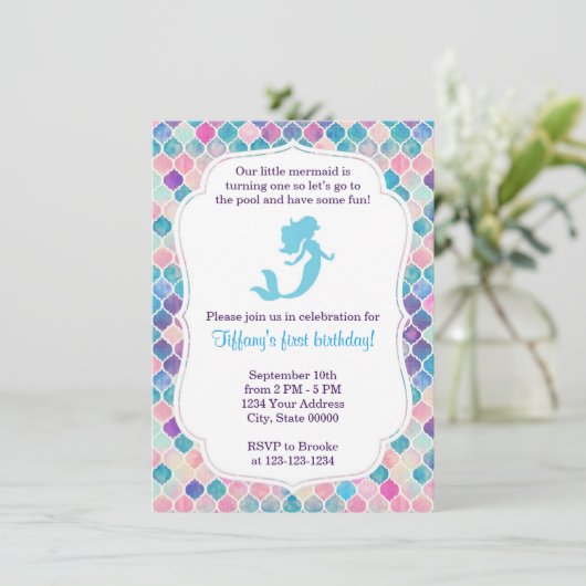 マーメイド誕生日招待状 招待状 (スタンド正面)
