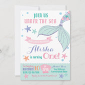 マーメイド誕生日招待状 招待状 (正面)