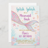 マーメイド誕生日招待状 招待状 (正面/裏面)