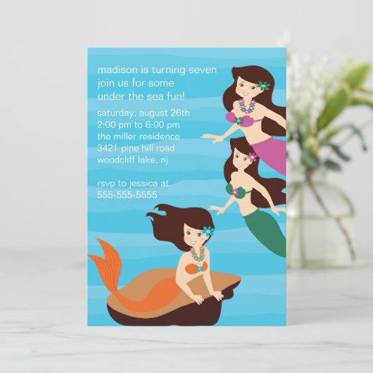 マーメイド誕生日招待状 招待状 (スタンド正面)