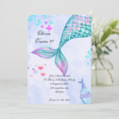 マーメイド誕生日招待状 招待状 (スタンド正面)