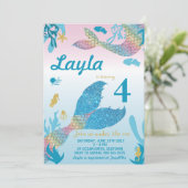 マーメイド誕生日招待状 招待状 (スタンド正面)