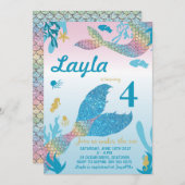 マーメイド誕生日招待状 招待状 (正面/裏面)