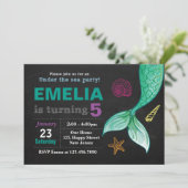 マーメイド誕生日招待 招待状 (スタンド正面)