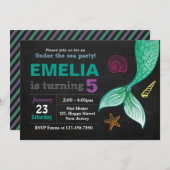 マーメイド誕生日招待 招待状 (正面/裏面)