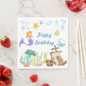 マーメイド誕生日紙ナプキン スタンダードランチョンナプキン (インサイチュ)
