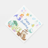 マーメイド誕生日紙ナプキン スタンダードランチョンナプキン (角)