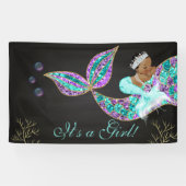 マーメイド誕生日背景バナーアフリカンアメリカン 横断幕 (横)