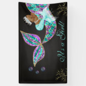 マーメイド誕生日背景バナーアフリカンアメリカン 横断幕 (縦)