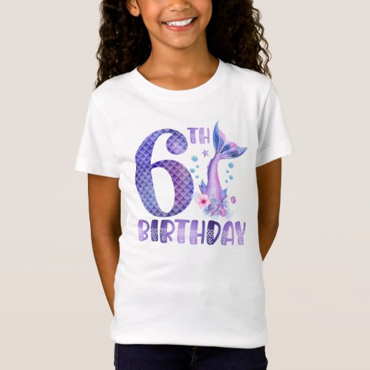 マーメイド誕生日6th誕生日Tシャツ Tシャツ (正面)