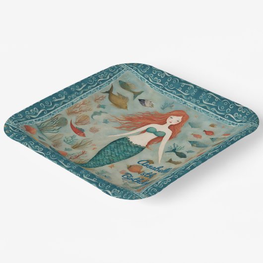 マーメイド誕生日 ペーパープレート (傾斜あり)