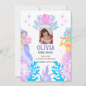 マーメイド誕生日 招待状 (正面)