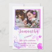 マーメイド誕生日、海の下、6誕生日 招待状 (正面)