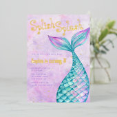 マーメイド誕生日 箔招待状 (立ち正面)