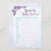 マーメイド赤ちゃんアニマルゲームカードに名前 招待状 (正面/裏面)