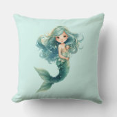 マーメイド赤ちゃんカラフルシャワークラゲ水彩 クッション (正面)