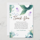 マーメイド赤ちゃんカラフルシャワークラゲ水彩 サンキューカード (正面)