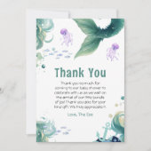 マーメイド赤ちゃんカラフルシャワークラゲ水彩 サンキューカード (正面)