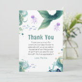 マーメイド赤ちゃんカラフルシャワークラゲ水彩 サンキューカード (スタンド正面)