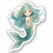 マーメイド赤ちゃんカラフルシャワークラゲ水彩 シール (正面)