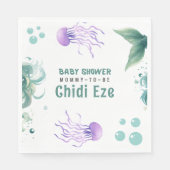 マーメイド赤ちゃんカラフルシャワークラゲ水彩 スタンダードランチョンナプキン (正面)