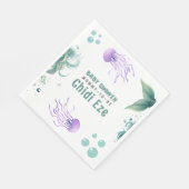 マーメイド赤ちゃんカラフルシャワークラゲ水彩 スタンダードランチョンナプキン (角)