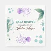 マーメイド赤ちゃんカラフルシャワークラゲ水彩 スタンダードランチョンナプキン (正面)