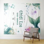 マーメイド赤ちゃんカラフルシャワークラゲ水彩 タペストリー (インサイチュ(横))