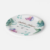 マーメイド赤ちゃんカラフルシャワークラゲ水彩 ペーパープレート (アングル)