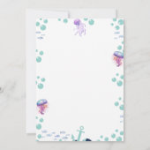マーメイド赤ちゃんカラフルシャワークラゲ水彩 招待状 (裏面)