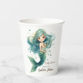 マーメイド赤ちゃんカラフルシャワークラゲ水彩 紙コップ (正面)