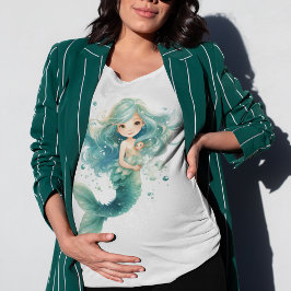 マーメイド赤ちゃんカラフルシャワークラゲ水彩 Tシャツ