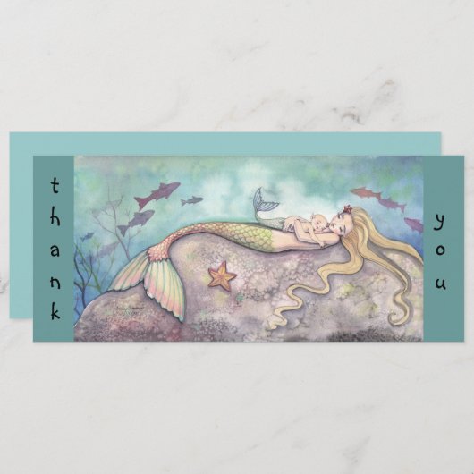 マーメイド赤ちゃんシャワーありがとうご注意 招待状 (正面/裏面)