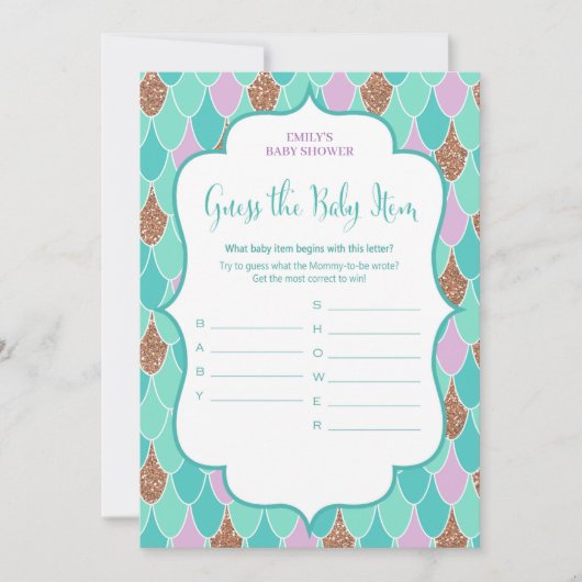 マーメイド赤ちゃんシャワーゲーム5x7招待状 招待状 (正面)