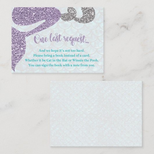 マーメイド赤ちゃんシャワーブックリクエスト挿入カード エンクロージャーカード (正面/裏面)