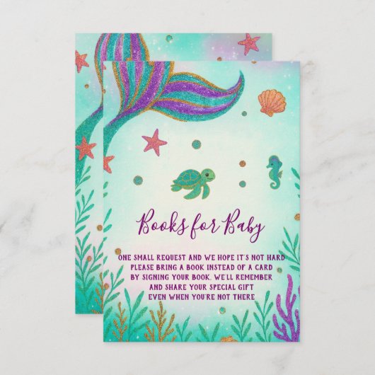 マーメイド赤ちゃんシャワーベビー エンクロージャーカード (正面/裏面)
