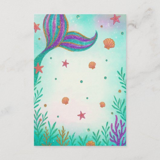 マーメイド赤ちゃんシャワーベビー エンクロージャーカード (裏面)