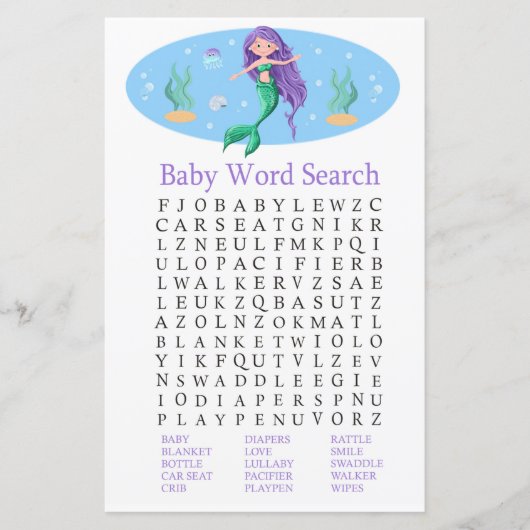 マーメイド赤ちゃんシャワー単語検索ゲーム (正面)