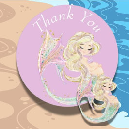 マーメイド赤ちゃんシャワー母のラベルのピンク ラベル