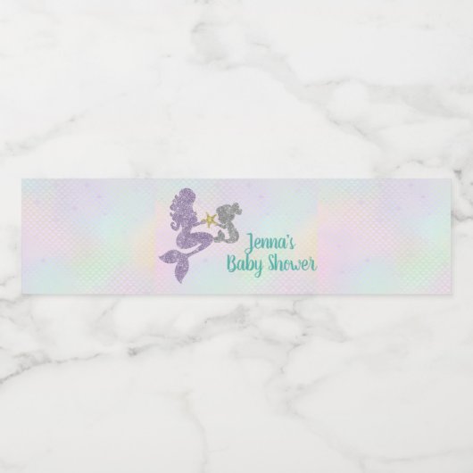 マーメイド赤ちゃんシャワー水ボトルラッパー ペットボトルラベル (シングルラベル)