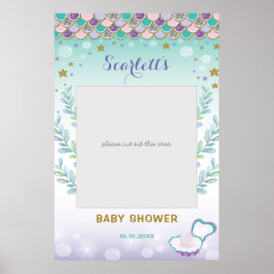 マーメイド赤ちゃんシャワー誕生日フォトブースプロップ ポスター