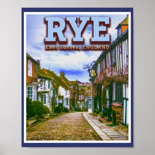 マーメイド通り- RYE - EAST SUSSEX ENGLAND UK ポスター (正面)