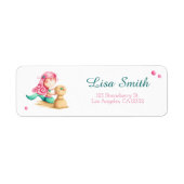 マーメイド遊ズウィズサンド誕生日差出人住所 ラベル (正面)